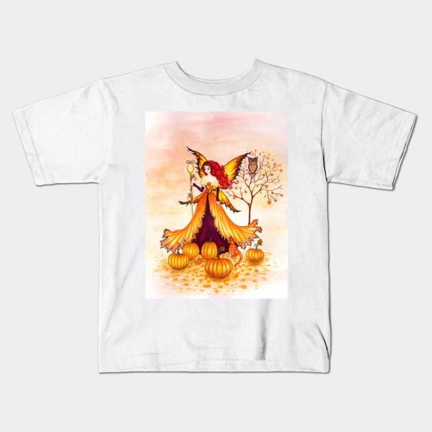 Nymph of Autumn Kids T-Shirt by ArtDreamStudio